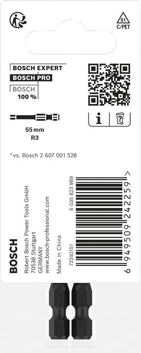 Produktbild Bosch Professional Zubehör PRO Robertson Impact Bit, R3, 55 mm, 2-tlg.
