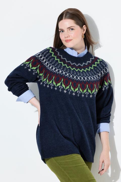 Image du produit Ulla Popken Pull norvégien à col rond et manches longues (60)