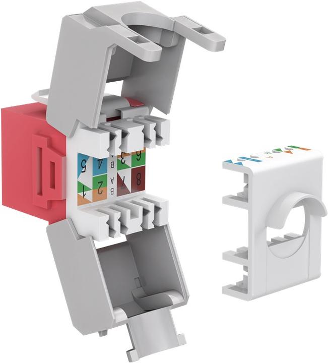 Image du produit Goobay CAT 6a KeyStone RJ45 Jack,non blindé, 500MHz, rouge-blanc (Module Keystone)