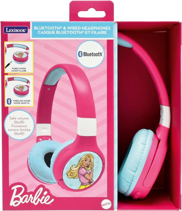 Produktbild Lexibook Barbie Kopfhörer für Kinder, 2 in 1 Bluetooth und Kabelanschluss, faltbar, Lautstärkebegrenzung