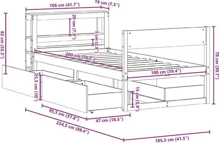 Image du produit vidaXL Bettgestell (100 x 200 cm)