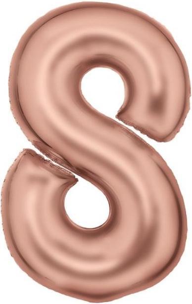 Actual product image Amscan Number Balloon Rose Gold Number 8 Silk Shine - 86cm - Empty
