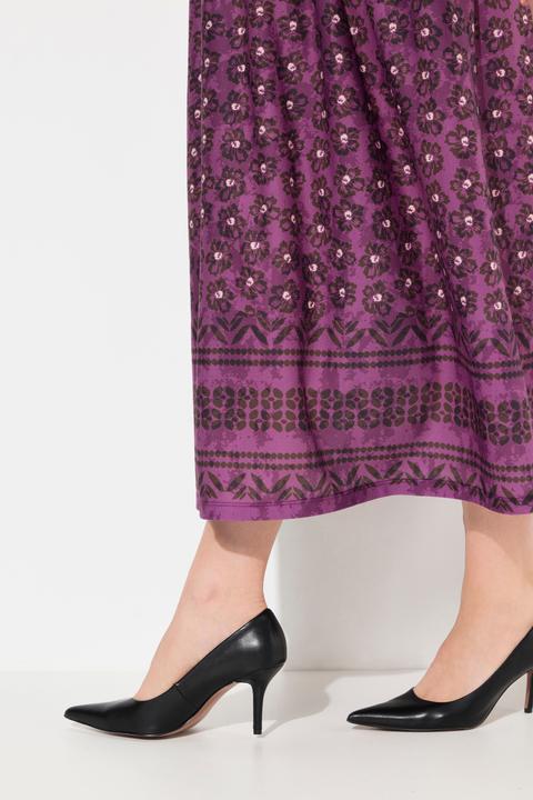 Image du produit Ulla Popken Jerseykleid, A-Linie, florales Muster, Tunika-Ausschnitt (68)