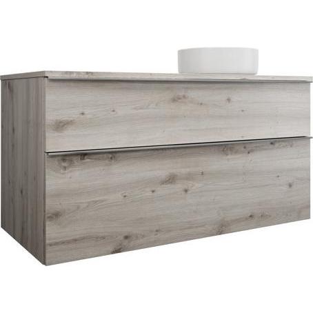 burgbad, Badmöbelset, Eqio Keramik-Aufsatzwaschtisch rechts, rund, inklusive Waschtischunterschrank, Breite 1200m