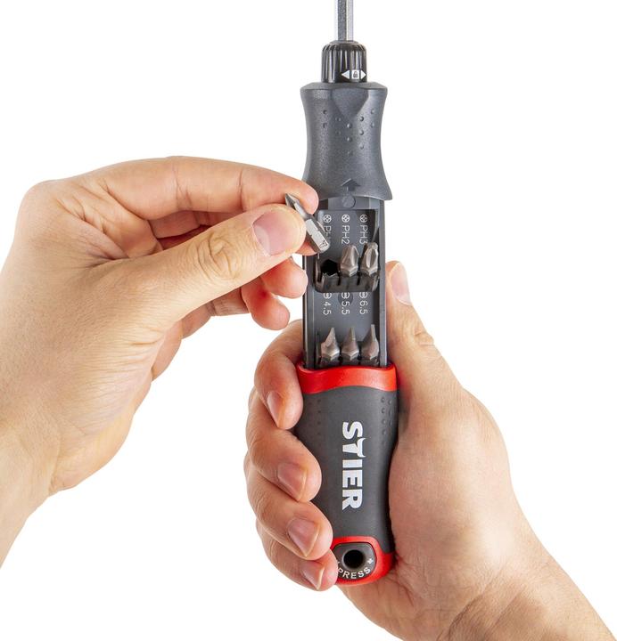 Actual product image Stier Screwdriver with bit magazine, 13-piece