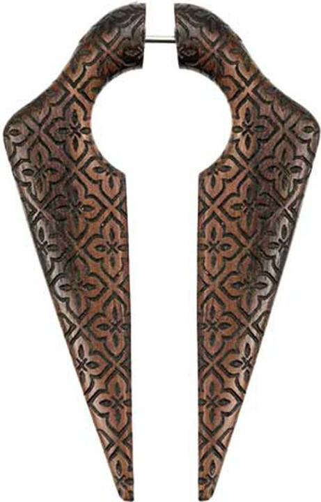 Star Piercing Fake Ohrgewicht Schlüsselloch Javanese Batik aus Narra Holz (ohne Messing, Organisch)