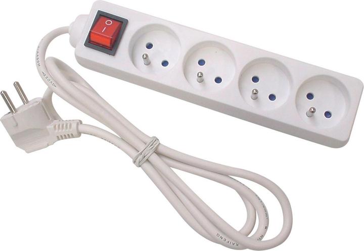 Produktbild Velleman 4-Fach-Steckdosenleiste - Mit Schalter - Stecker-Typ E (Französisches System) (4x, CEE 7/5, 1.50 m)