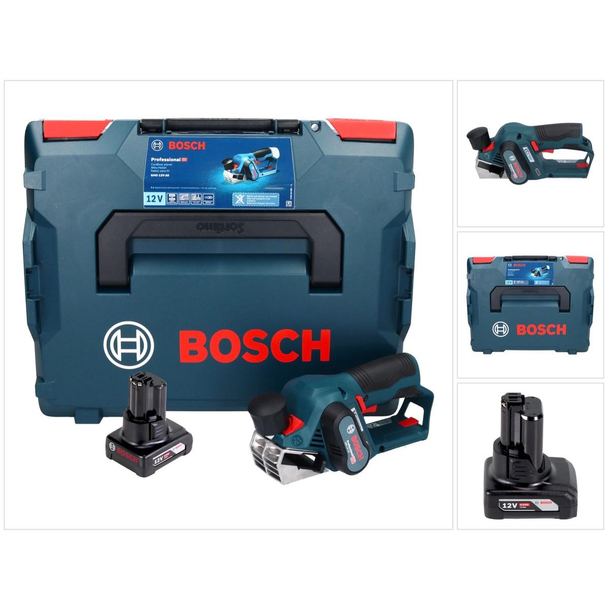 Bosch Professional, Piallatrice, GHO 12V-20 Professional Pialletto a batteria 12V in valigetta L-Boxx + 1x Batteria GBA 6,0 Ah