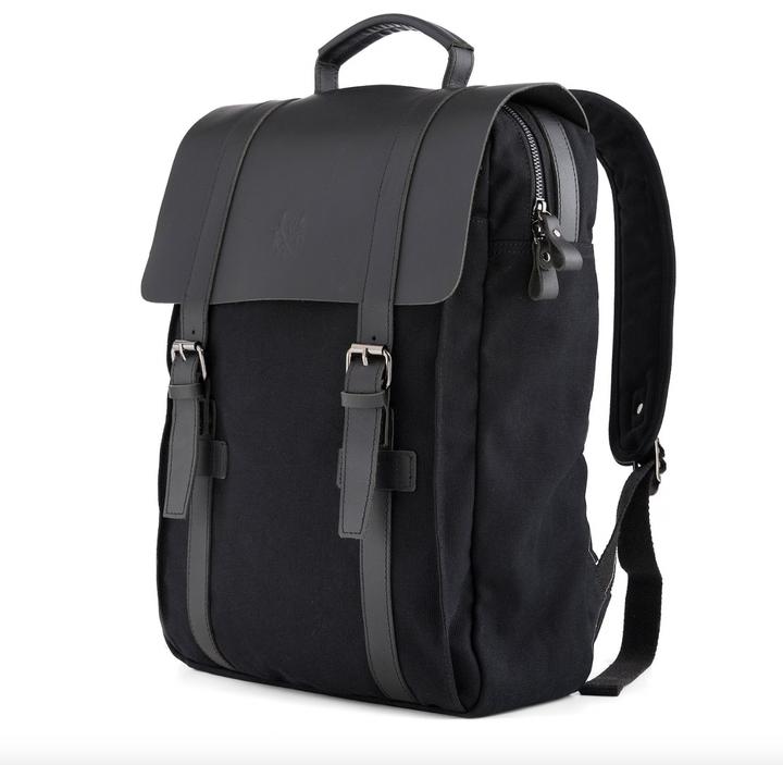 Produktbild Only-Bags.Store Segeltuch-Rucksack, strapazierfähiger Leder-Rucksack, stilvolle 15in Laptop-Tasche, ästhetische (14 l)