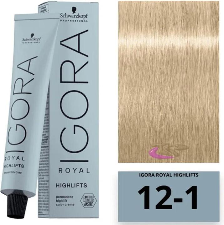 Actual product image Schwarzkopf IGORA ROYAL HIGHLIFTS #12-1 60 ml (12-1 Special blonde Cendré)