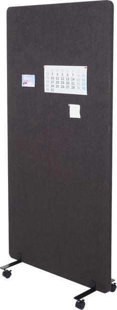 Produktbild Mendler Akustik-Trennwand, Büro-Sichtschutz Raumteiler Pinnwand, doppelwandig rollbar Stoff/Textil - 167x80c (167 x 80 x 39 cm)