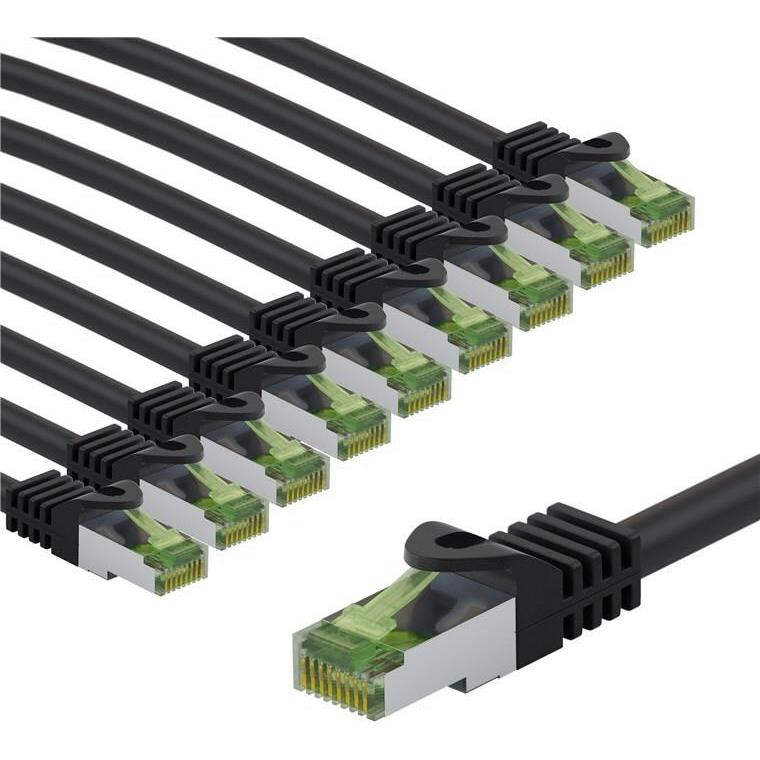 Goobay GHMT-zertifiziertes CAT 8.1 Patchkabel, S/FTP PiMF, 5 m, grau, 10er-Set (S/FTP, CAT8.1, 5 m), Netzwerkkabel