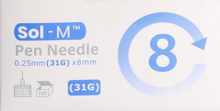 Produktbild Sol-m Pen Nadel 31G 0.25mmx8mm 100 Stk (Pen Nadeln + Einmalkanülen)