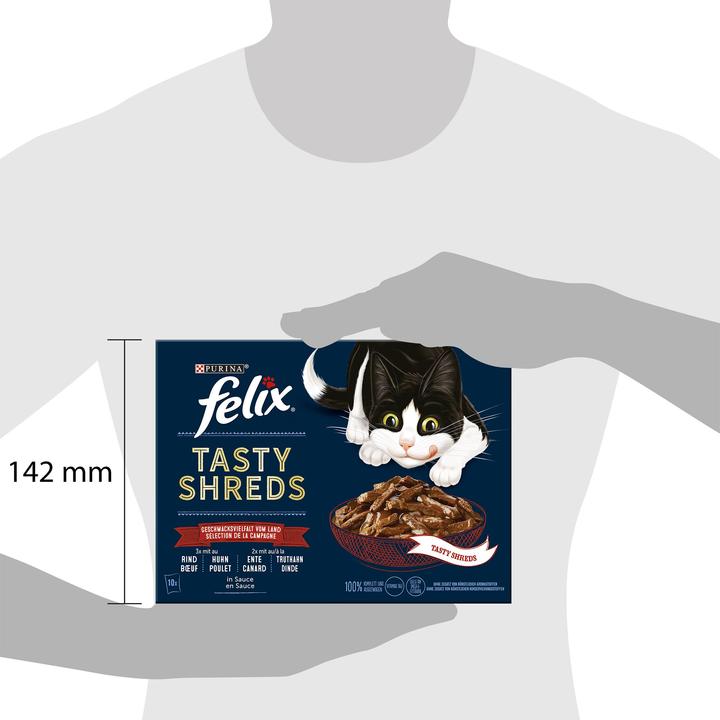 Produktbild Felix Nassfutter Tasty Shred Original mit Fleisch in Gelee, 10x80g (Adult, 10 Stk., 800 g)