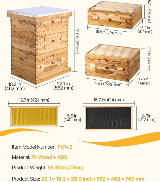Actual product image Vevor Bee Hive Starter Kit