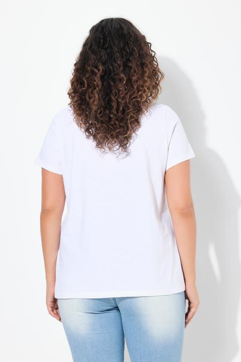 Image du produit Ulla Popken T-shirt motif citrons, manches courtes et décolleté en V, coupe évasée (42, 44)