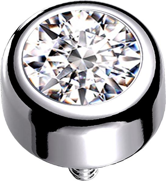 Immagine prodotto Star Piercing Ancora dermica Cilindro d'argento con cristallo d'argento (senza ottone, Titanio)