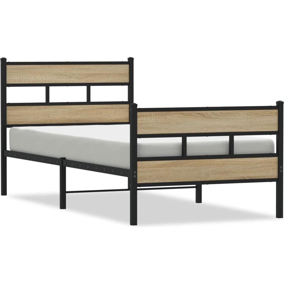 VidaXL, Bett, Bett ohne Matratze Sonoma-Eiche (90 x 200 cm)