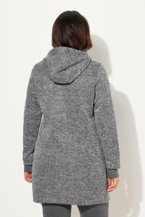 Immagine prodotto Ulla Popken Giacca in maglia e pile con cappuccio, tasche con zip e cerniera a cursore doppio (42, 44)