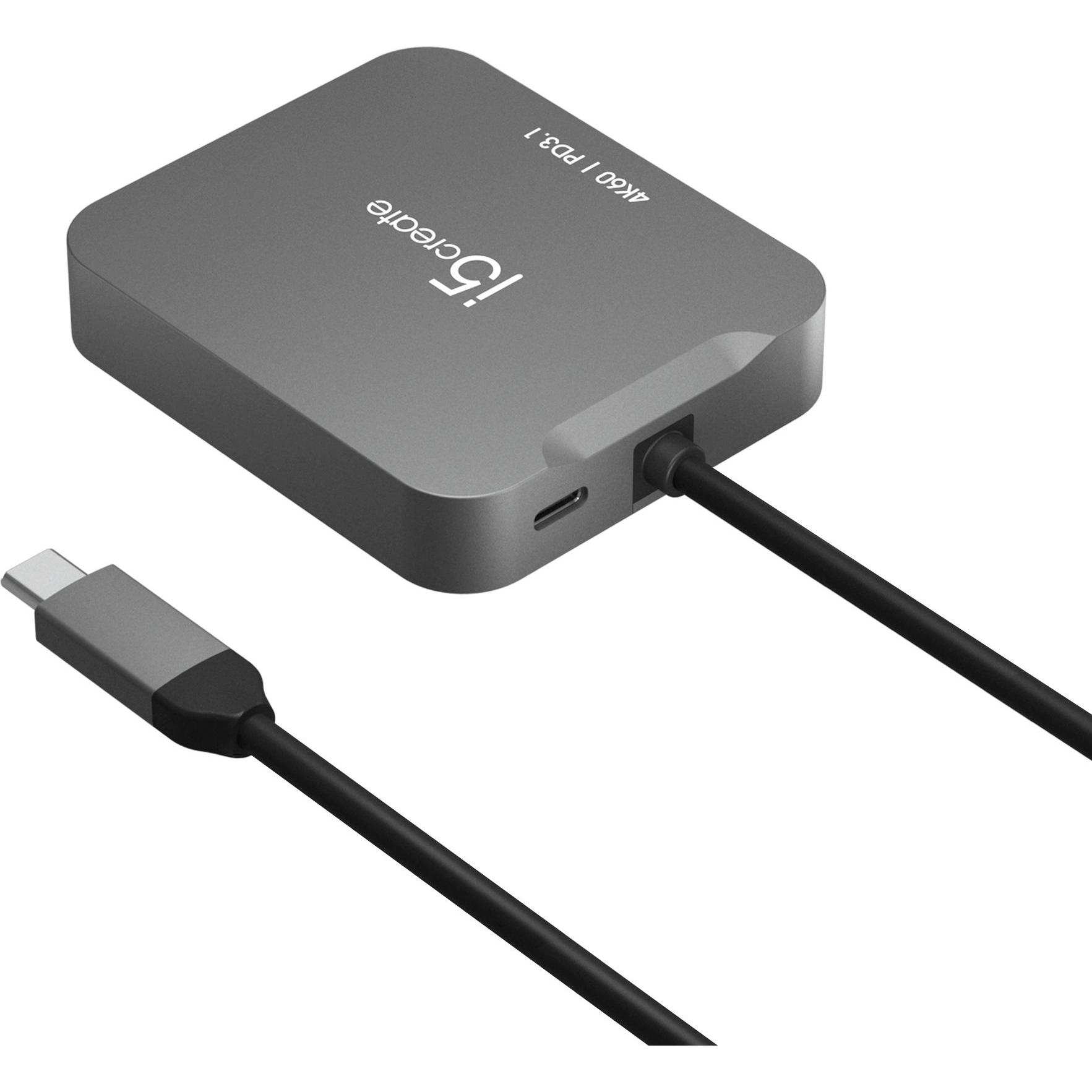 Thumbnail - j5Create JCD3191-N, Kabelgebunden, USB 3.2 Gen 2 (3.1 Gen 2) Type-C, 140 W, 10,100,1000 Mbit/s, Grau (1 Ports), Dockings...