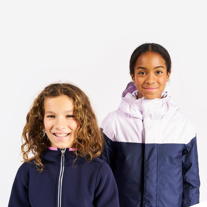 Actual product image Tribord Fleece jacket sailing kids warm reversible 500 navy blue/pink (128)