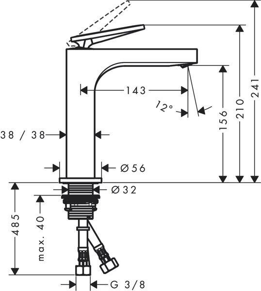 Image du produit hansgrohe AXOR Citterio Mitigeur monocommandé pour lavabo, garniture découlement non verrouillable