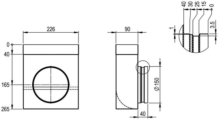 Actual product image Hastrag Symmetrical connection piece for insertion with baffle plate for flat duct