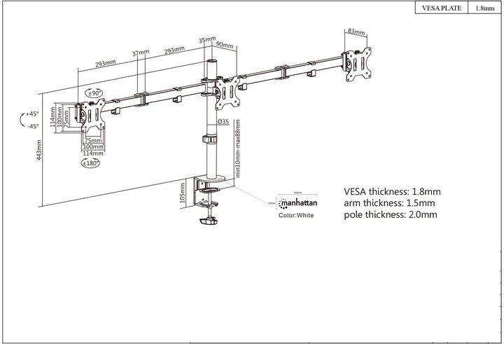 Actual product image Manhattan Table mount with monitor arm (Table, 27.01")