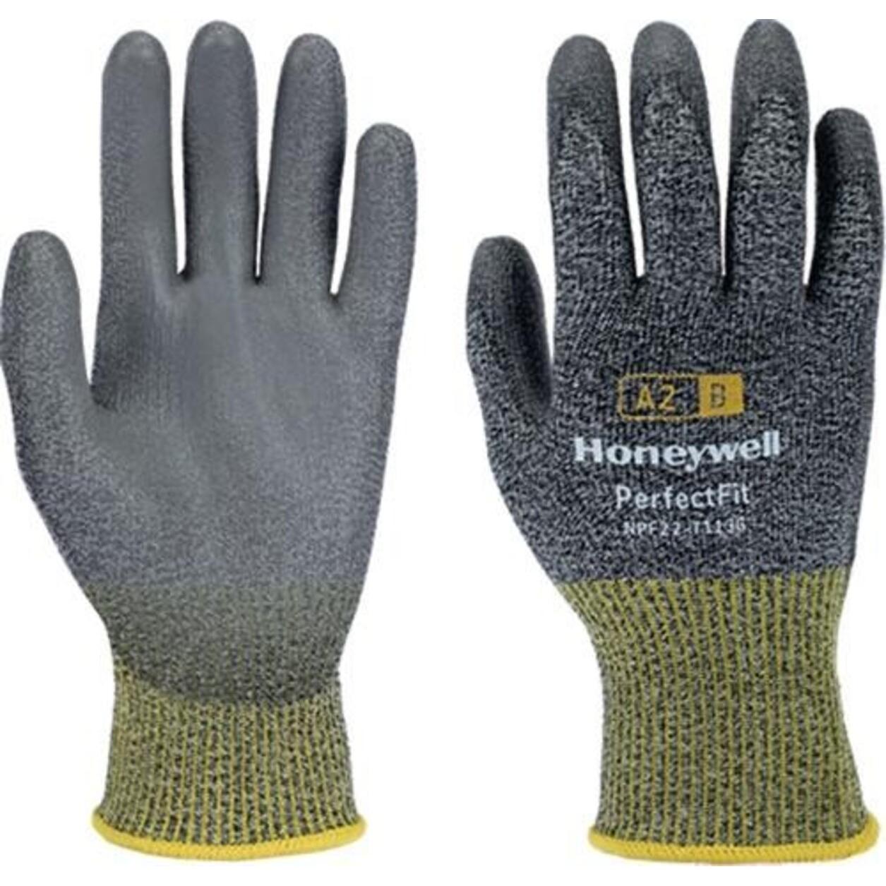 Honeywell, Schutzhandschuhe, Schnittschutzhandschuh New Perfect Fit 13G PU A2/B Grösse 9 grau/gelb EN 388 PSA-Kategorie ...