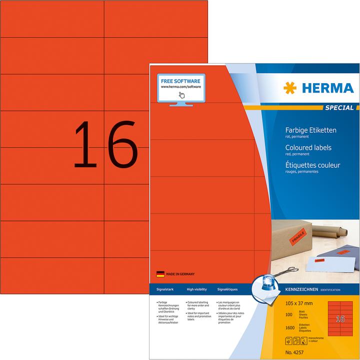 Actual product image HERMA Coloured labels A4
