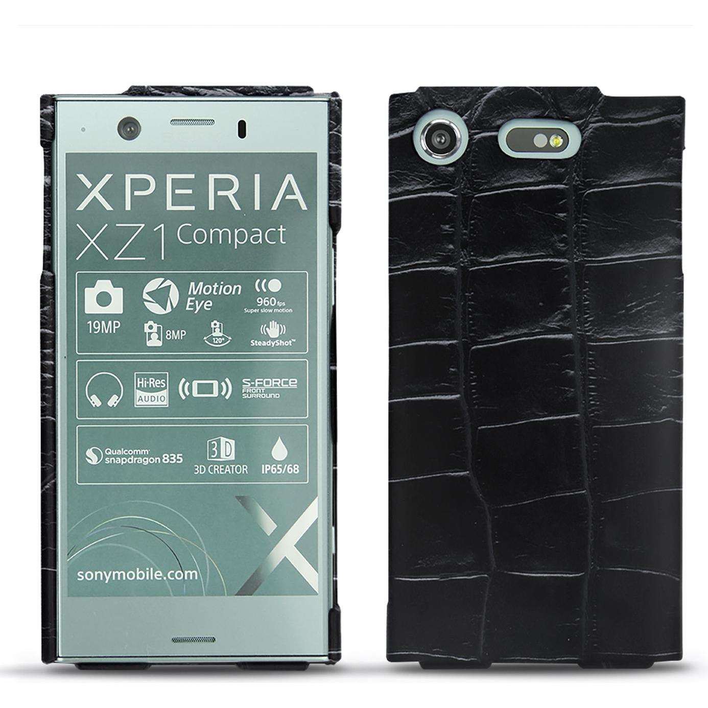 Noreve Lederschutzhülle (Sony Xperia XZ1 Compact), Smartphone Hülle, Schwarz