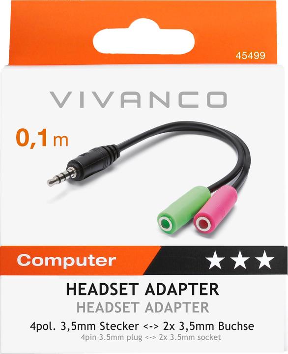 Immagine prodotto Vivanco 45499 cavo audio. Nero (0.10 m, Cavo AUX)