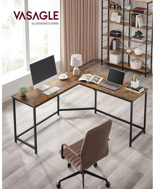 Actual product image Vasagle Desk brown L-shaped, O-leg frame black 149.0 x 50.0 cm (149 x 149 x 76 cm)
