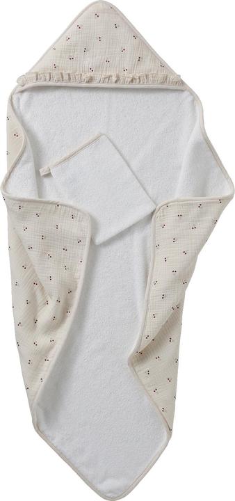 Image du produit Vertbaudet Baby Geschenk-Set: Kapuzenbadetuch & Waschhandschuh CHERRY (80 x 80 cm)