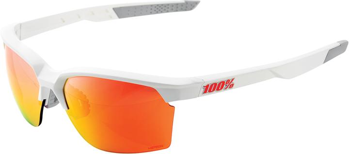 Actual product image 100% Sports Coupe (Mat white, Hyper Red Multilayer Mirror)