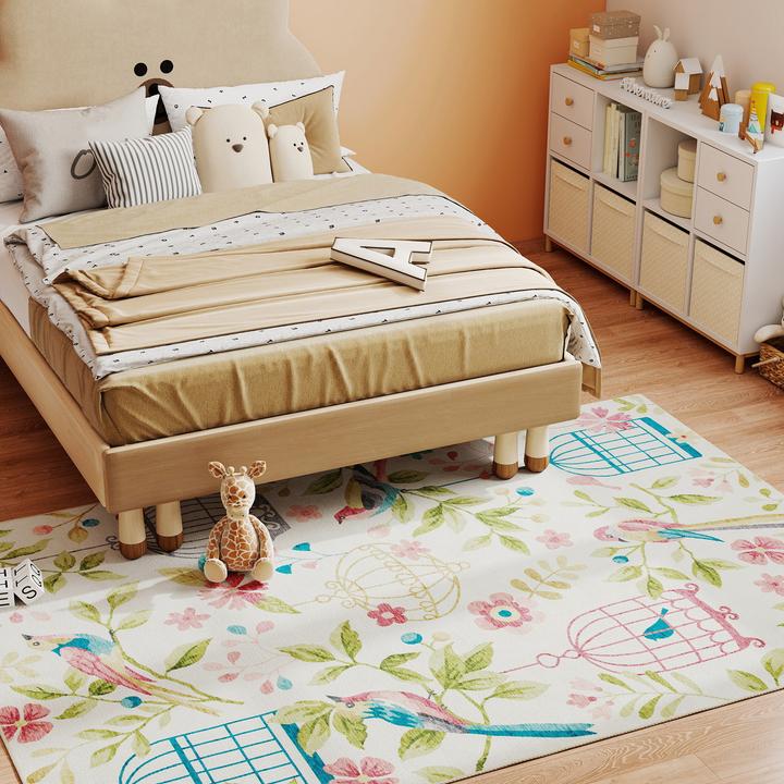 Produktbild Homcom Teppich Polyester Cremeweiss+Rosa (200 x 140 cm)