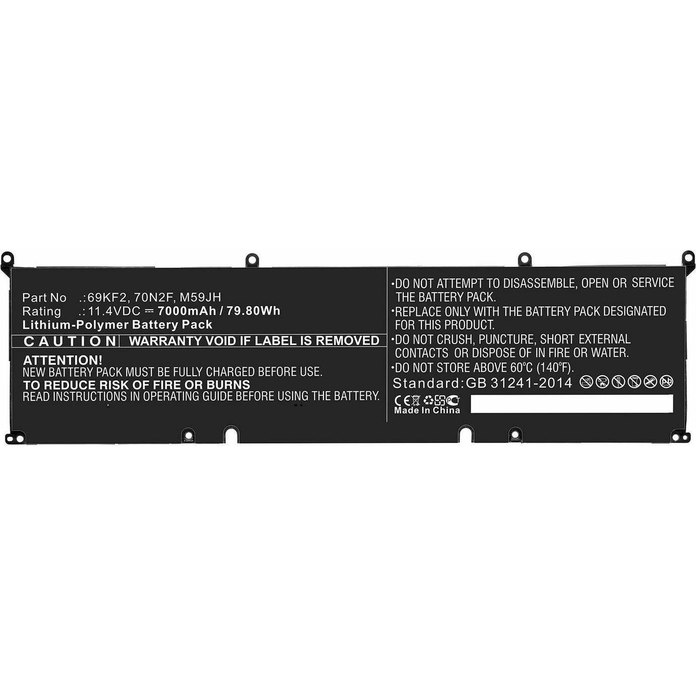 CoreParts Laptop Battery for DELL (7000 mAh), Notebook Akku, Schwarz