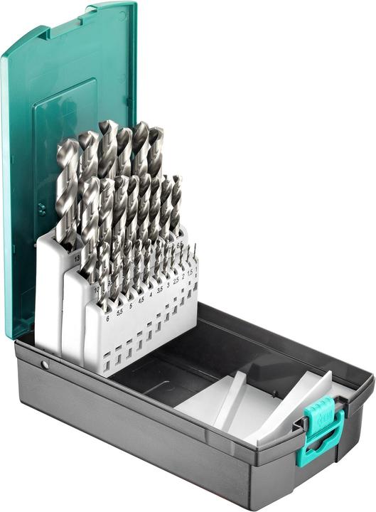 Actual product image technocraft HSS-G Twist Drill, 25 pcs. (6 mm, 12 mm, 1 mm, 6.5 mm, 5.5 mm, 10 mm, 10.5 mm, 12.5 mm, 1.5 mm, 7 mm, 11 mm, 3 mm, 5 mm, 8.5 mm, 11.5 mm, 8 mm, 2.5 mm, 9 mm, 3.5 mm, 4.5 mm, 2 mm, 7.5 mm, 13 mm, 9.5 mm, 4 mm)