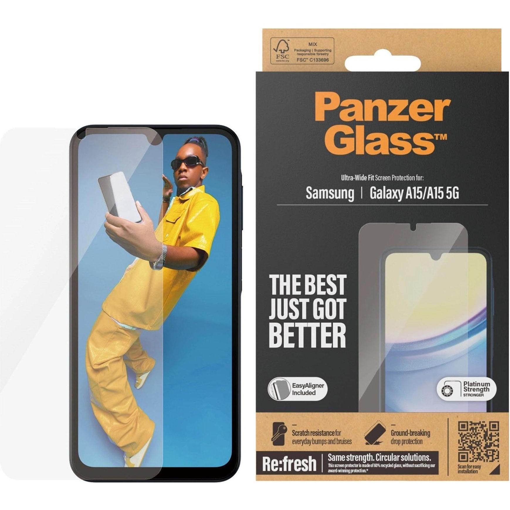 PanzerGlass Ultra-Wide Fit (1 Stück, Samsung Galaxy A15 5G, Samsung Galaxy A15), Smartphone Schutzfolie, Transparent