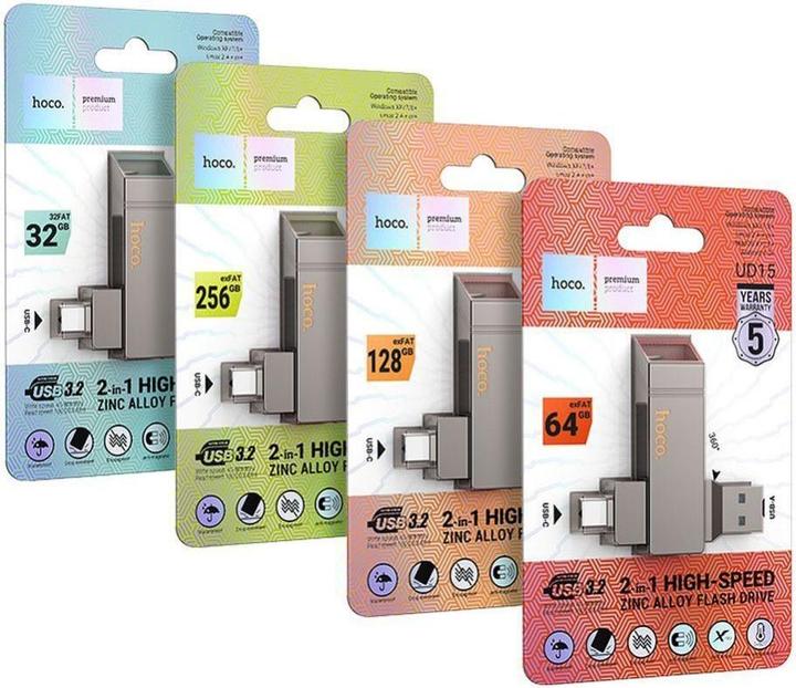 Image du produit Hoco Memory cards pendrive USB A + USB C UD15 64GB USB3.2 (64 Go, USB-A, USB-C)