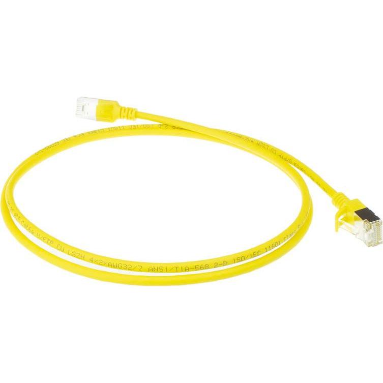 Thumbnail - ACT Yellow 7 meter LSZH U/FTP CAT6A datacenter slimline patch cable snagless with RJ45 connectors (U/FTP, CAT6a, 7 m), N...