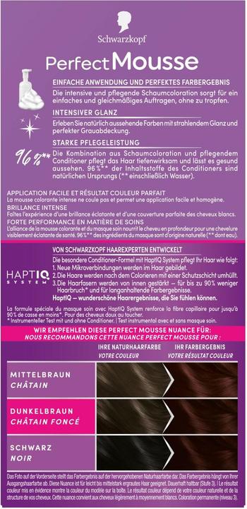 Actual product image Schwarzkopf Perfect Mousse Schaumcoloration (388 Dark reddish brown)