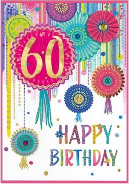 Actual product image Simon Elvin Isabal Garden 60th Birthday Greetings Card (Pack of 6) (6 pcs.)
