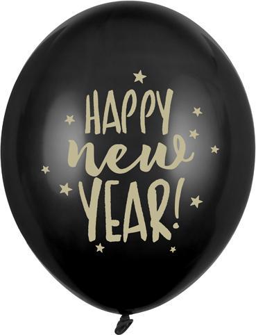 Produktbild Partydeco Balloons 30cm, Happy New Year, Pastel Black (1 pkt / 6 pc.) (1 Stück)