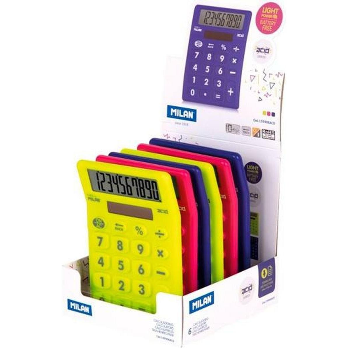 Milan Rosa/Blu/Giallo Calcolatrice, 159906Acd (Batterie)