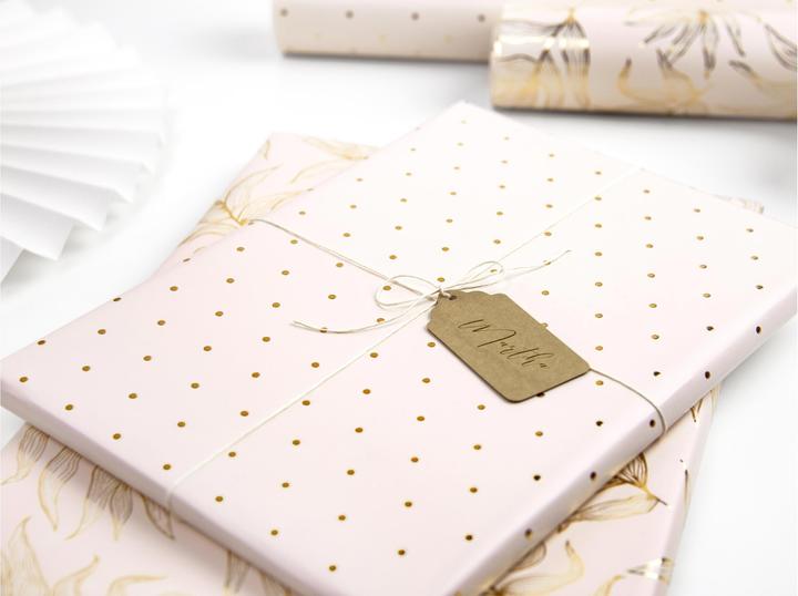 Image du produit Partydeco Papier cadeau 70 x 200 cm, 2 pièces, or/rose clair (Papier cadeau, 2 x)