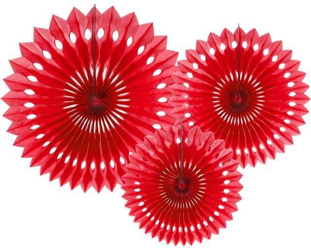 Produktbild Partydeco Tissue fan, red, 20-30cm (1 pkt / 3 pc.) (3 Stück)