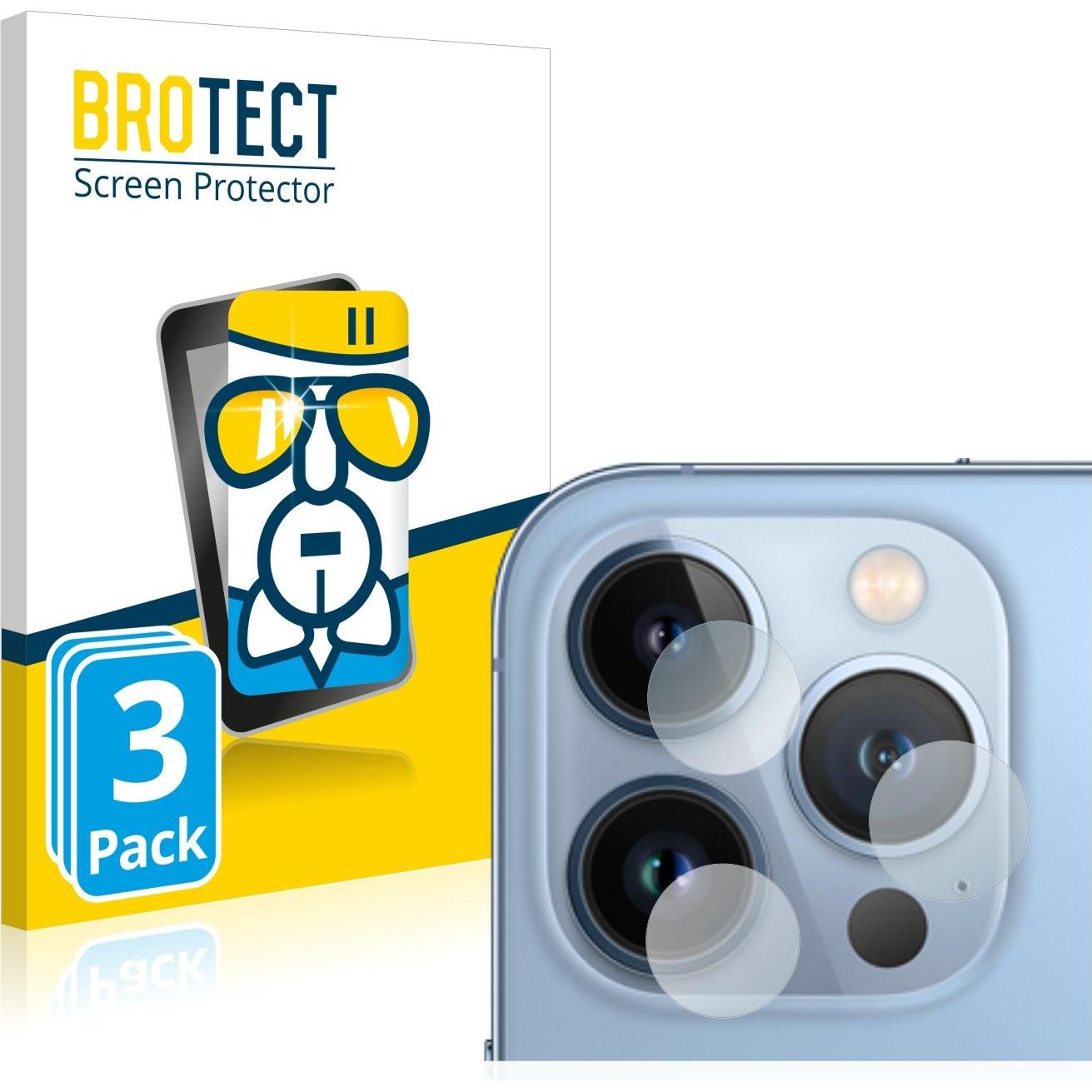 BROTECT AirGlass Panzerglasfolie (3 Stück, Apple iPhone 13 Pro Max), Smartphone Schutzfolie, Transparent