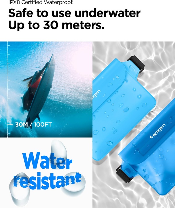 Actual product image Spigen Aqua Shield Waterproof Waist Bag A620 2 Pack, sea blue AMP06020