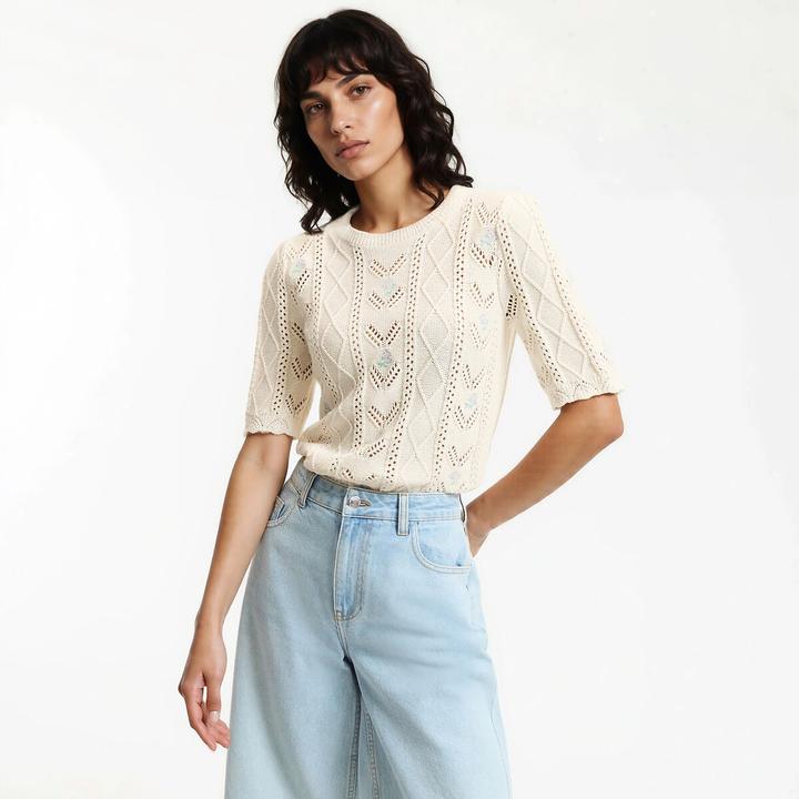 Produktbild La Redoute Collections Feinstrickpullover mit Rundhalsausschnitt & Pointelle-Muster (XL)